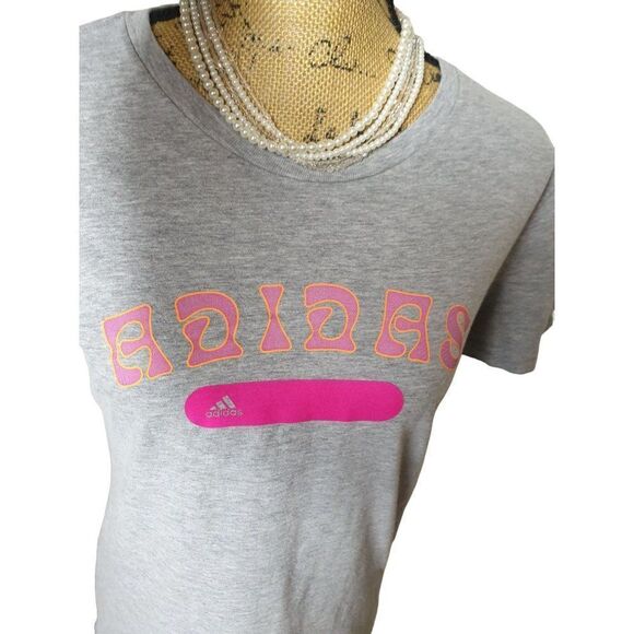 Adidas Women's Amplifier Tee M Training Tech T-shirt Logo Pink Grey Medium NWOT - Picture 5 of 8